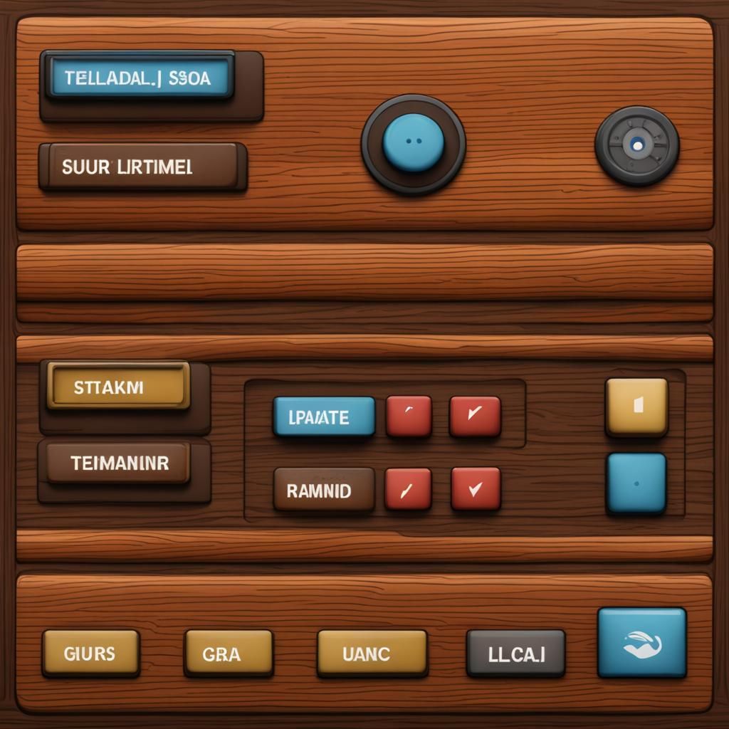 GUI, LCARS, simulated wood grain, buttons,