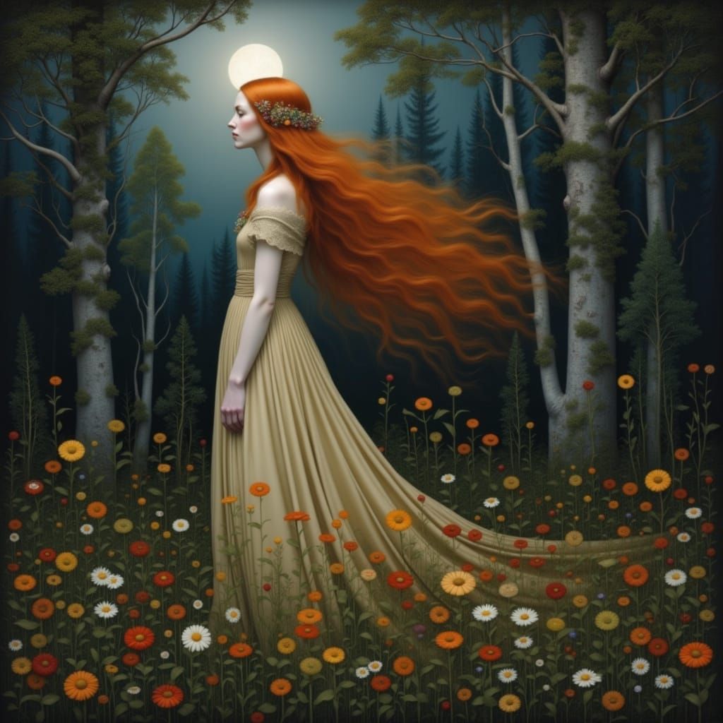 Botticelli inspired folk art portrait