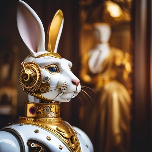 An Elegant Robotic Pet Rabbit - AI Generated Artwork - NightCafe Creator