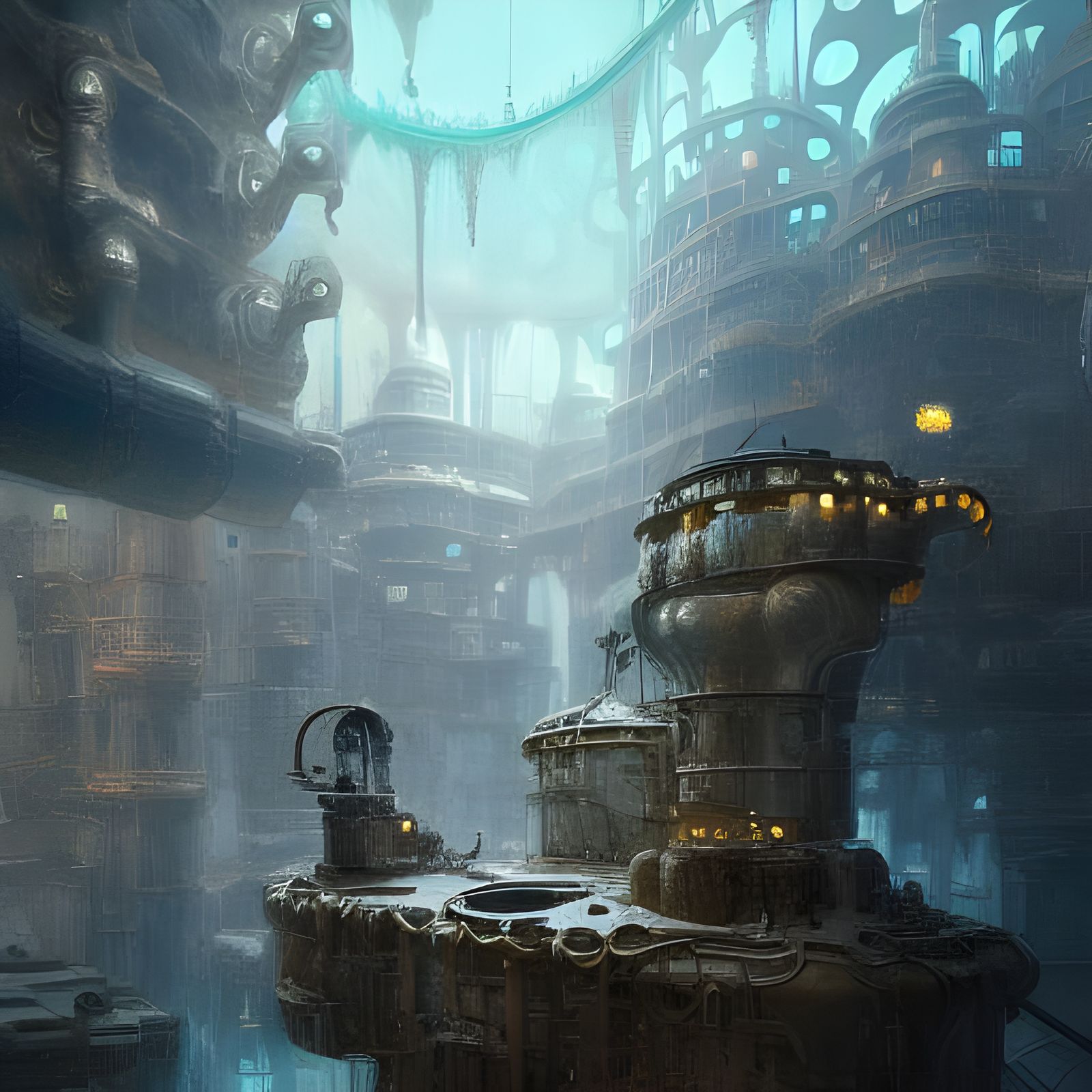 Elegant Ice Fortress in Steampunk Polarpunk Fantasy