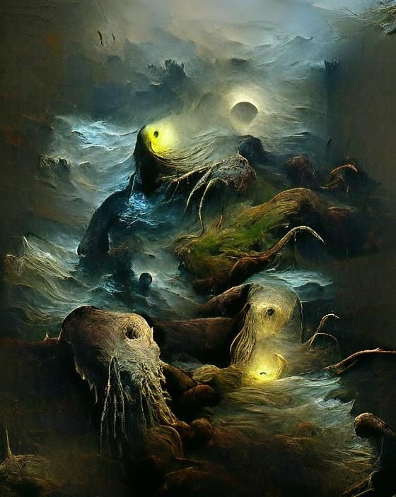 Gothic River to the Sea at Night