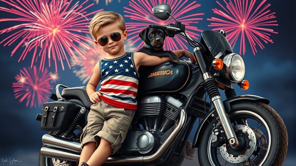 sassy young boy celebrating an American holiday  by @Rebecca