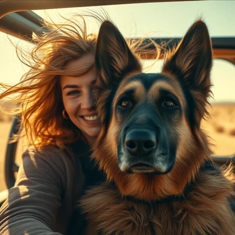 A German Shepherd and his mistress