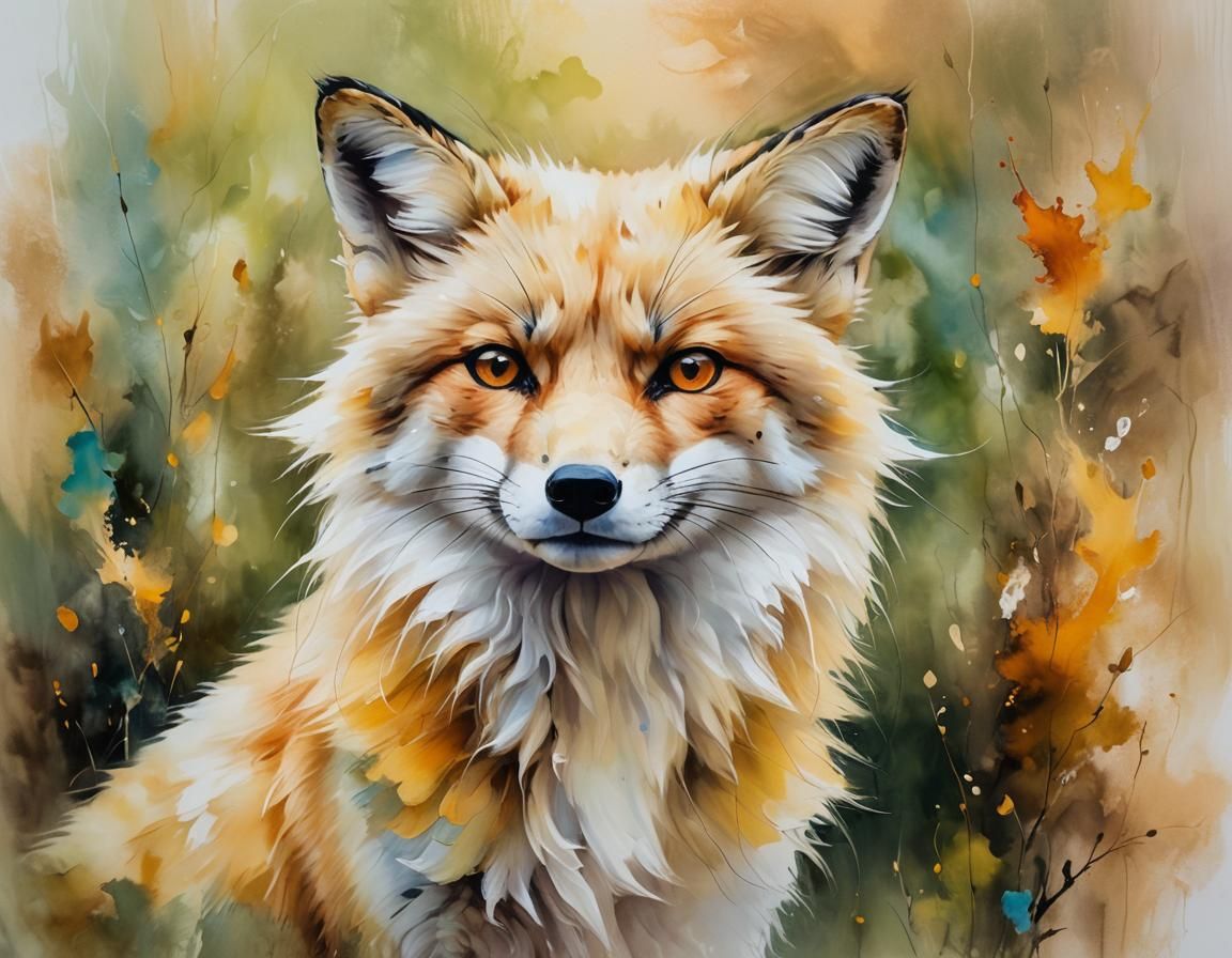 Translucent Fox in Oil Painting with Pastel Colors