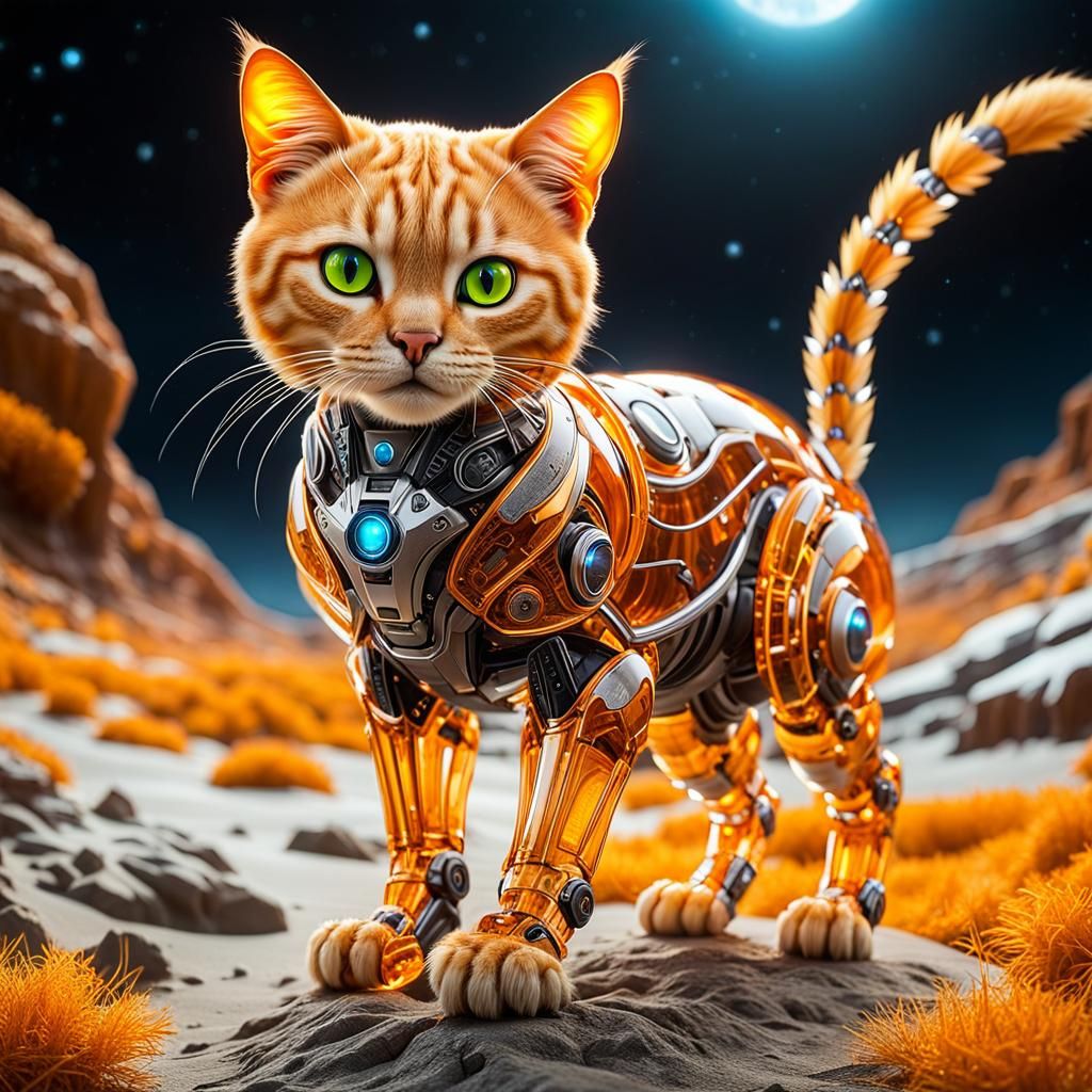 Orange cyborg cat  by @Ramoneses
