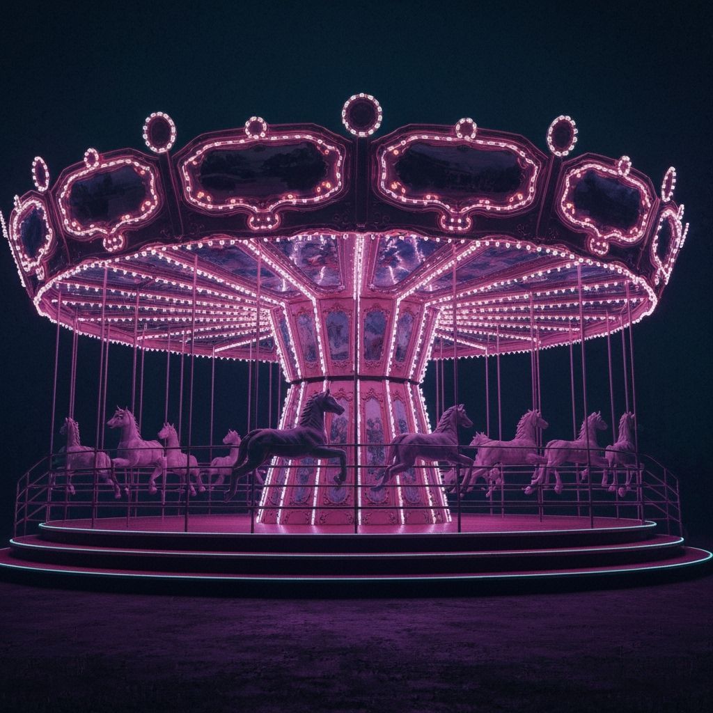 Neon Carousel Carnival in Hyperrealist Concept Art Style