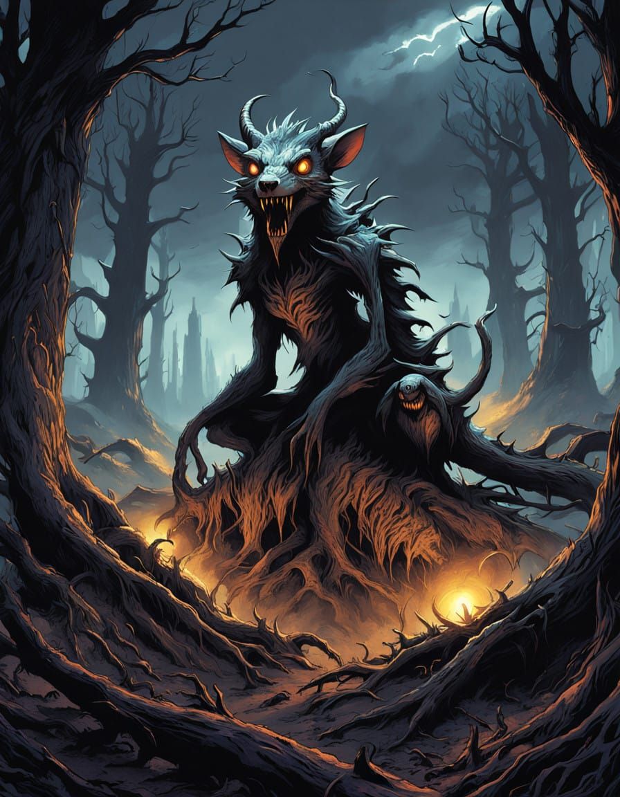 Undead Warf-Rat Creature in Barren Landscape