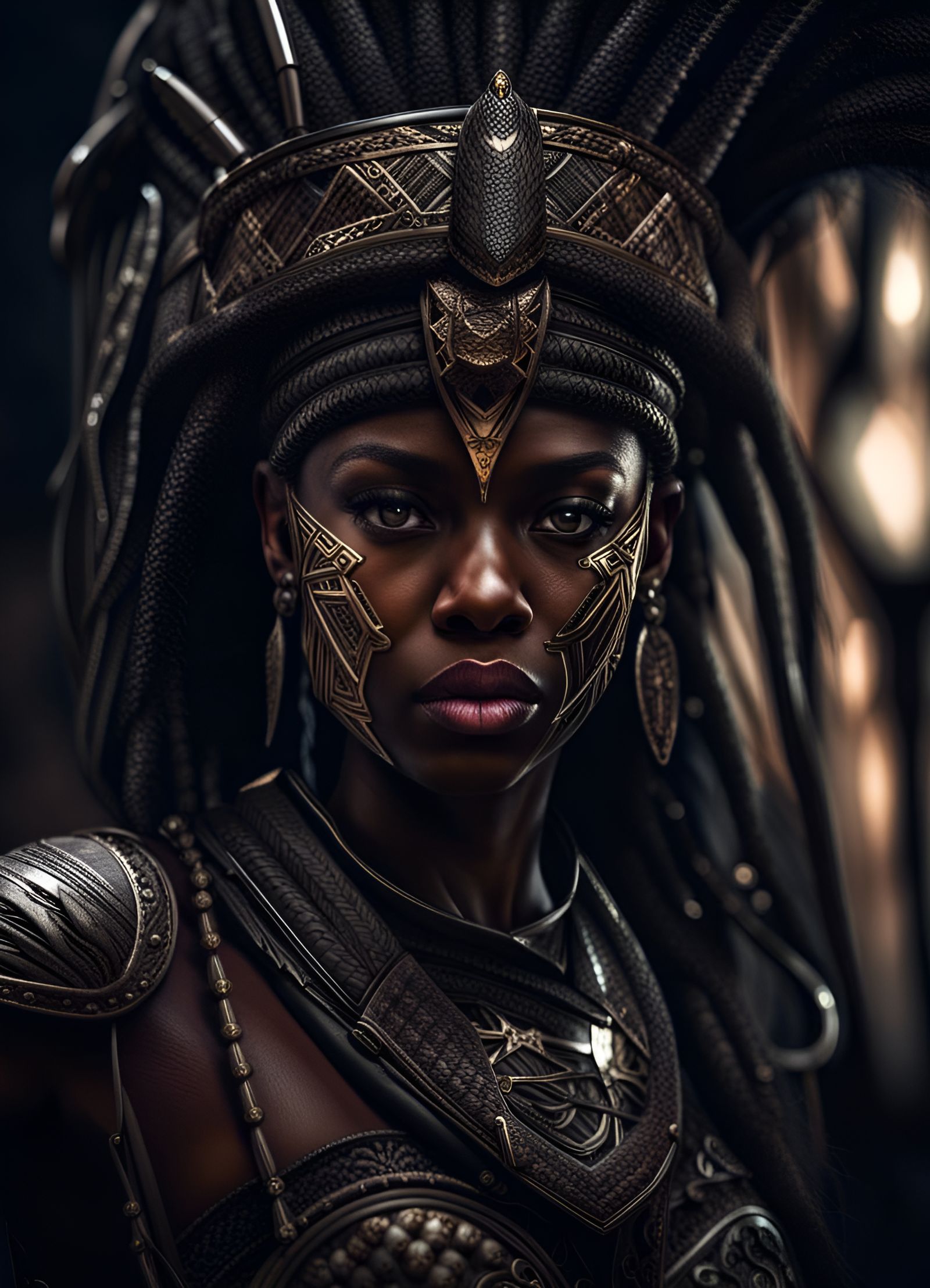 Black Female warrior of the Light intricate details, HDR, beautifully ...