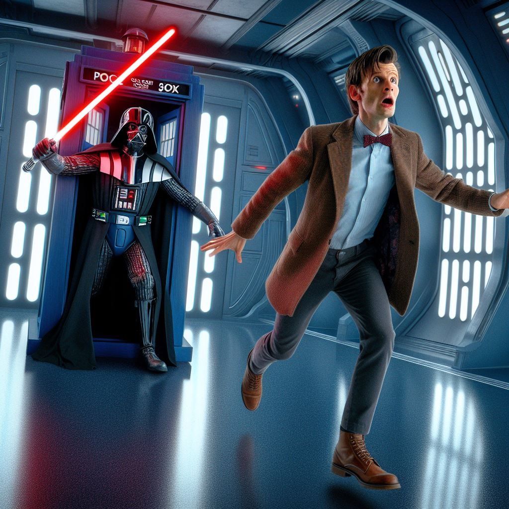 The doctor running from Darth Vader - AI Generated Artwork - NightCafe ...