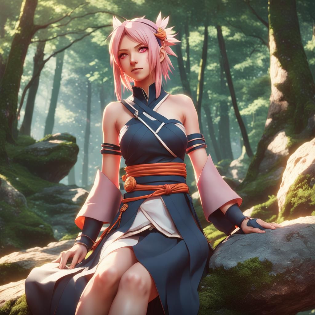 Sakura - A day in the woods (modified) - AI Generated Artwork