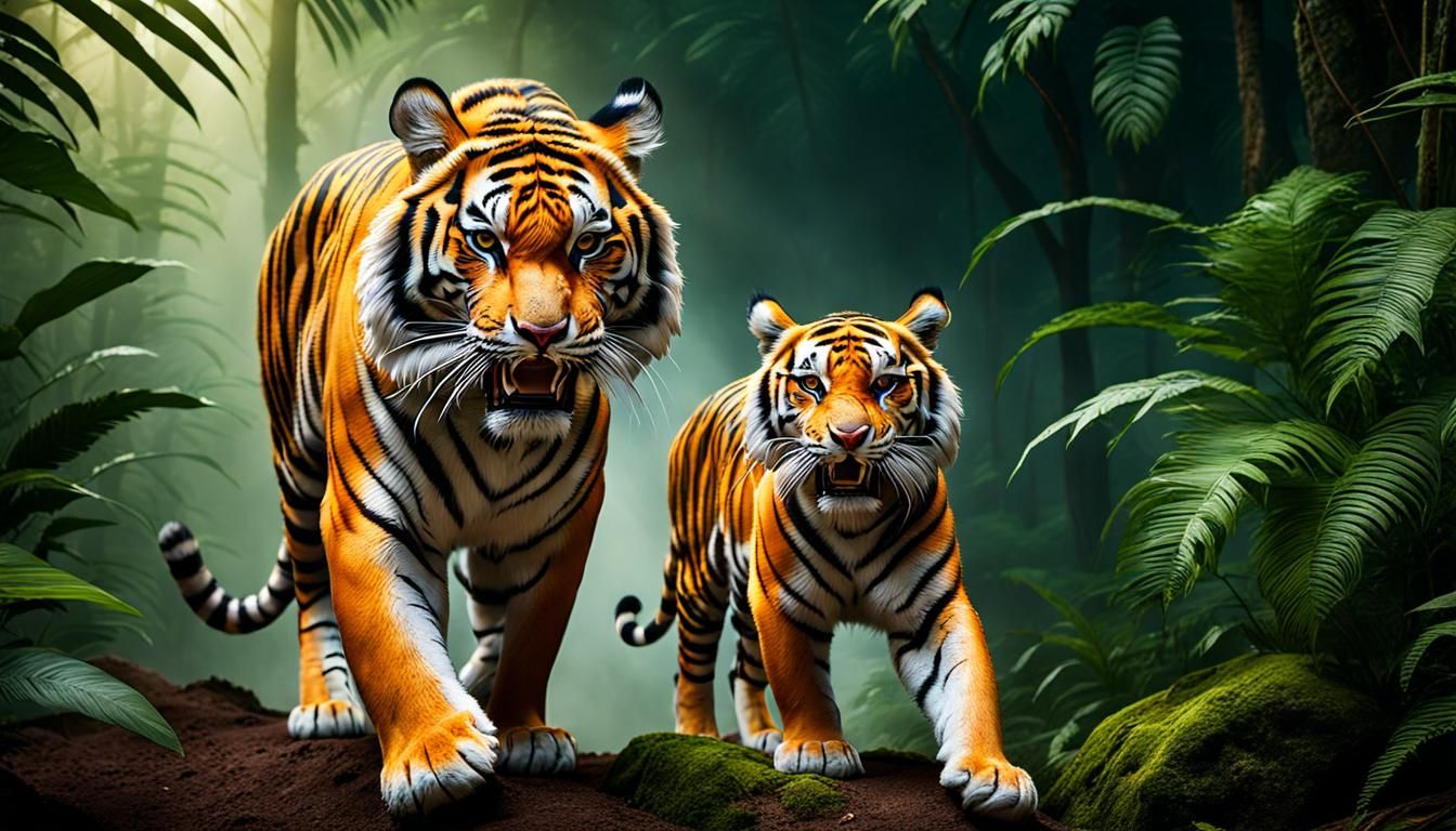 full body view of one tiger perfect anatomy in Indian jungle...