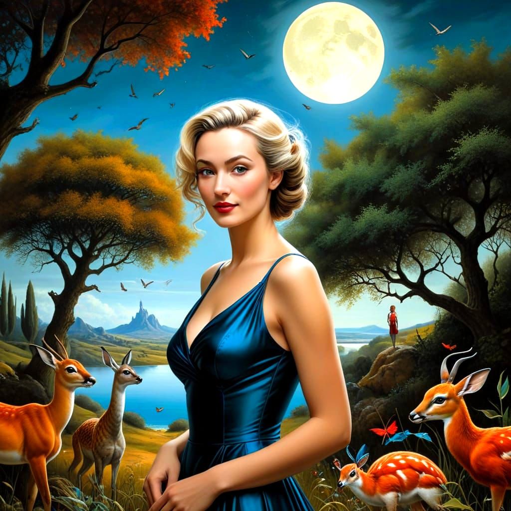 Vibrant Ladies in Whimsical Wonderland Scene