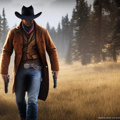 Arthur Morgan with a revolver