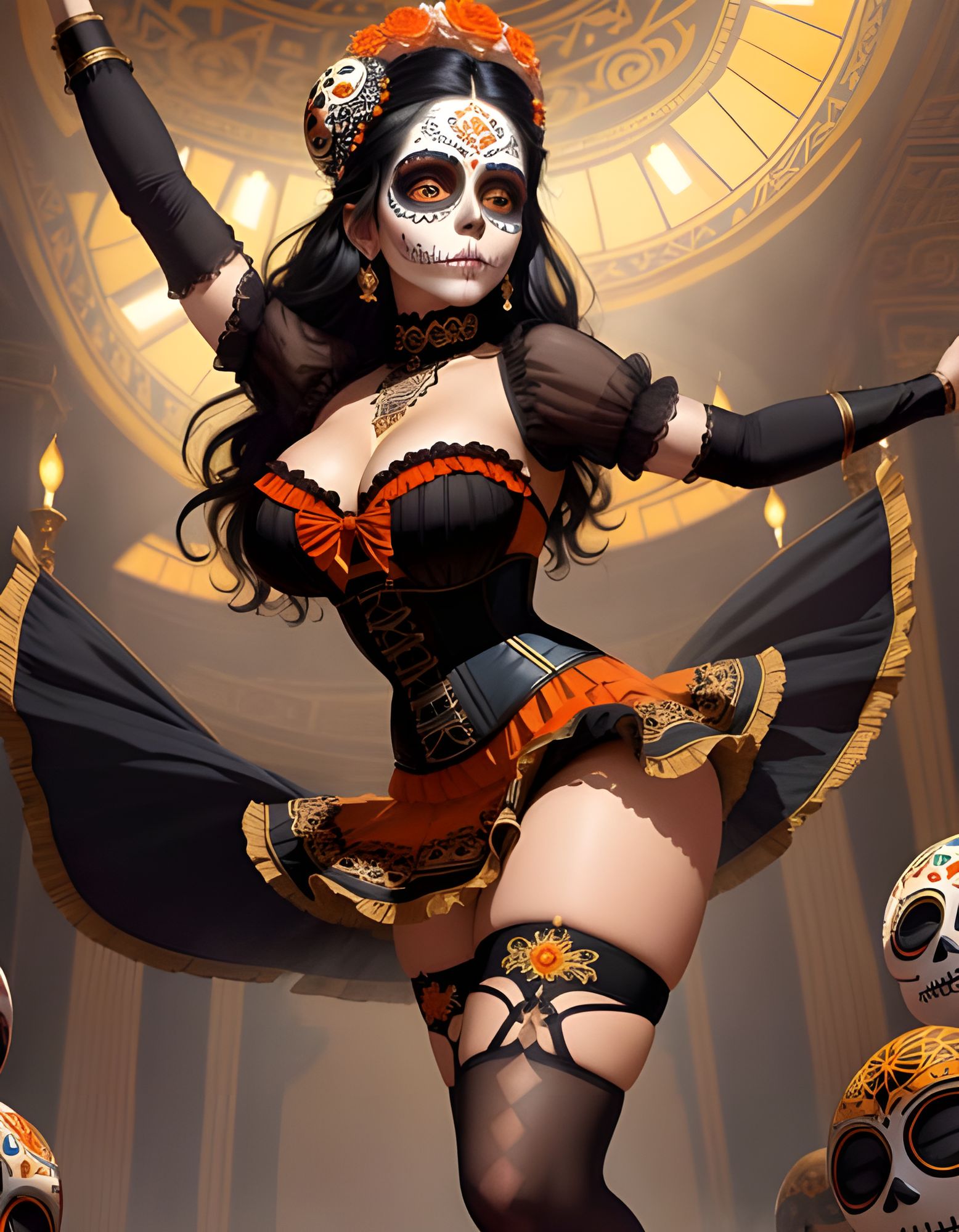 Dia de los Muertos Beautiful Senorita AI Generated Artwork