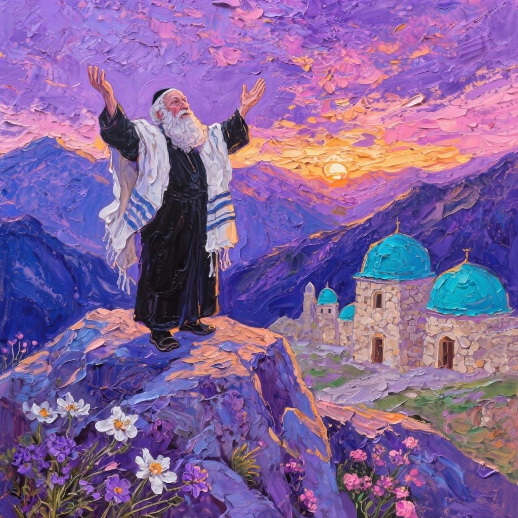 Elderly Rabbi in Impasto Oil Painting