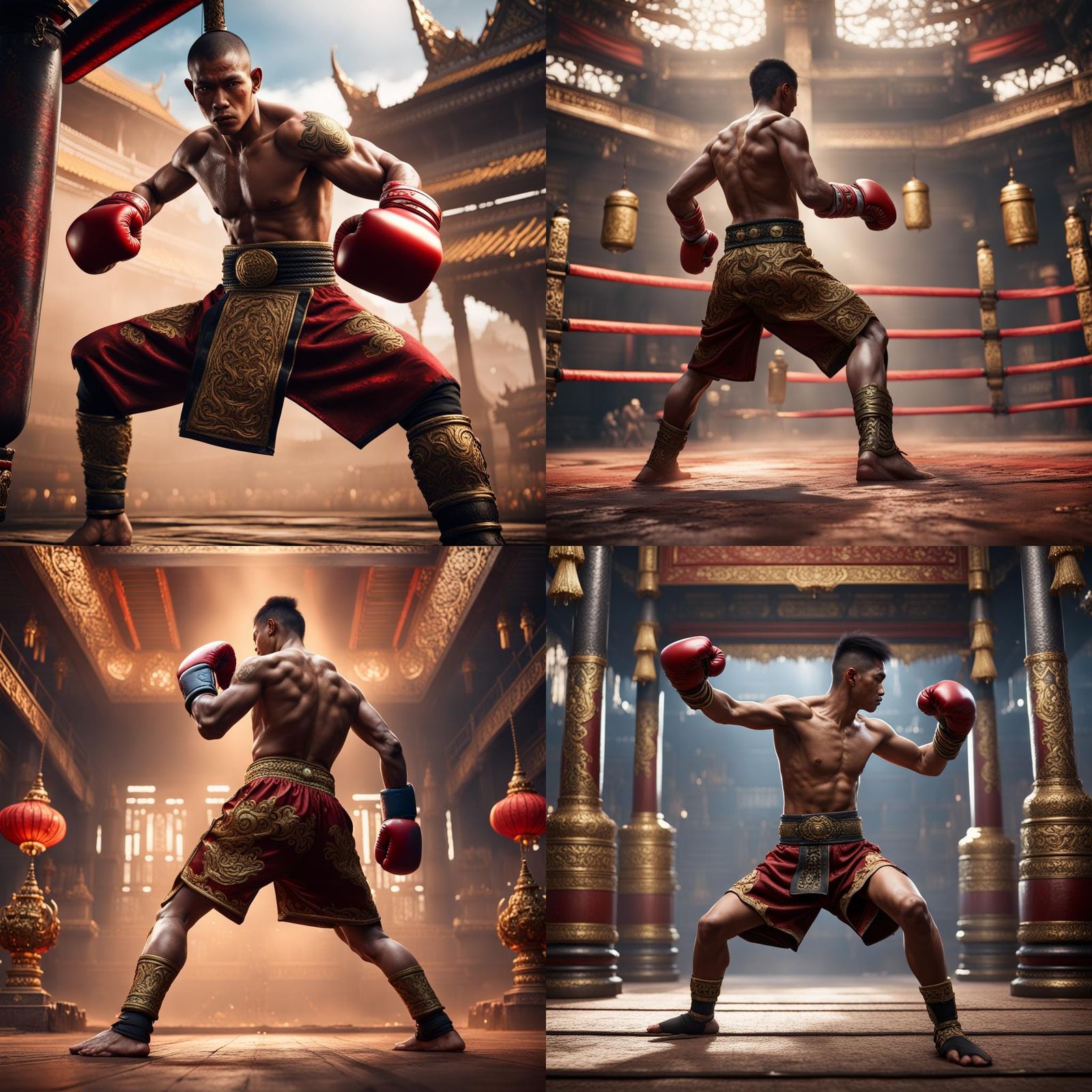 thai boxing no weapon AI Generated Artwork NightCafe Creator