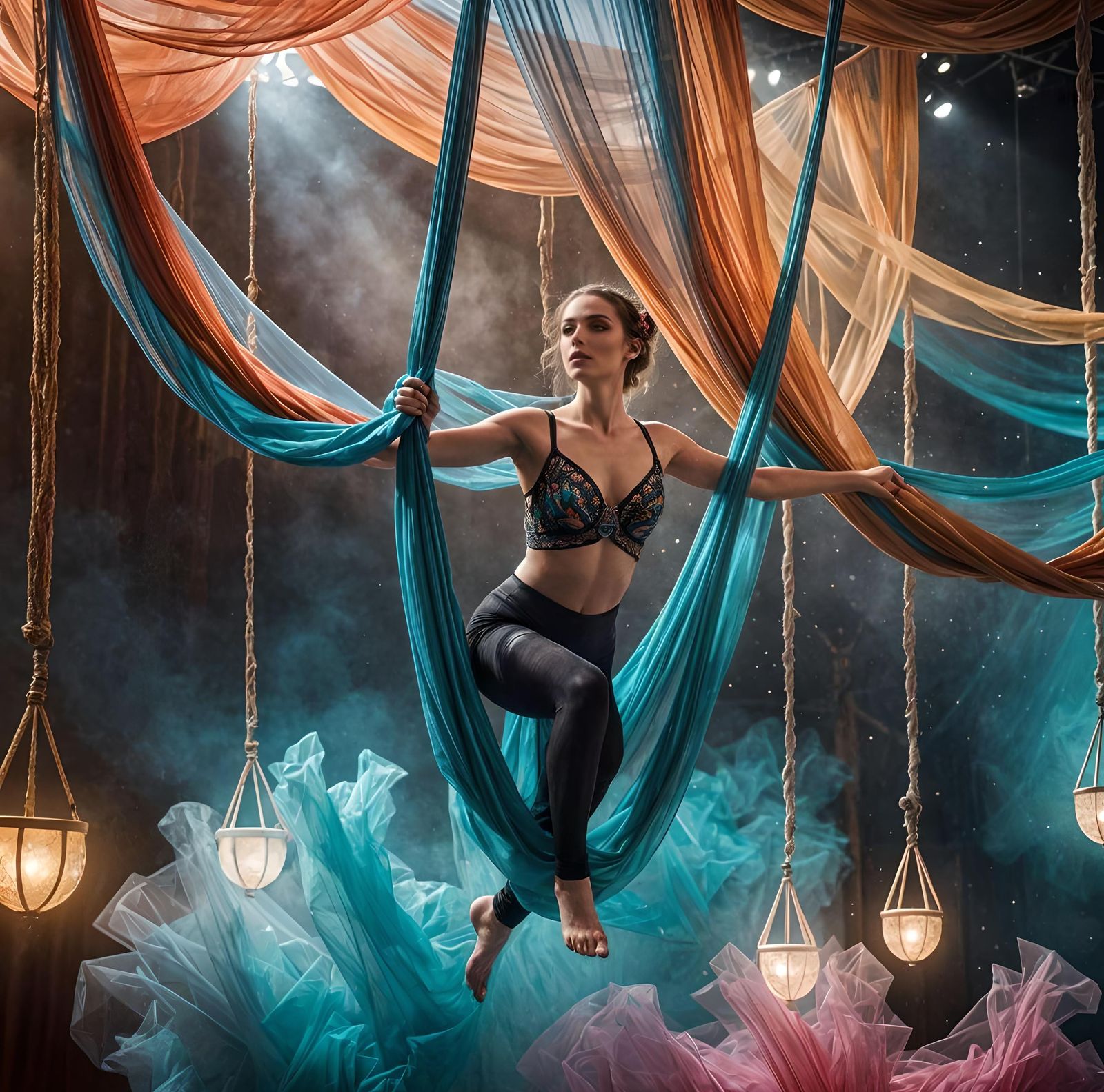 Circus Aerial artist dancing with tulle  by @That cinema teacher
