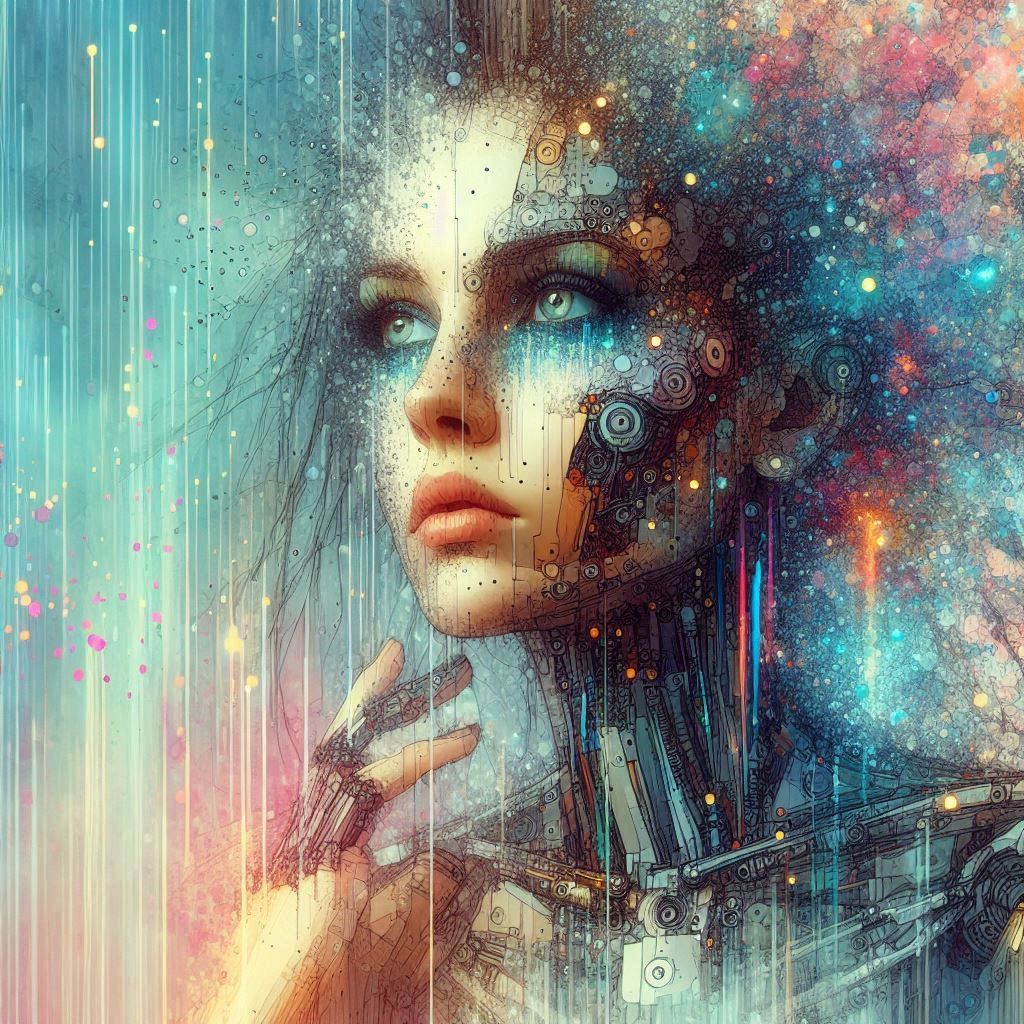 double exposure beautiful fantasy DALL-E 3 portrait landscape..