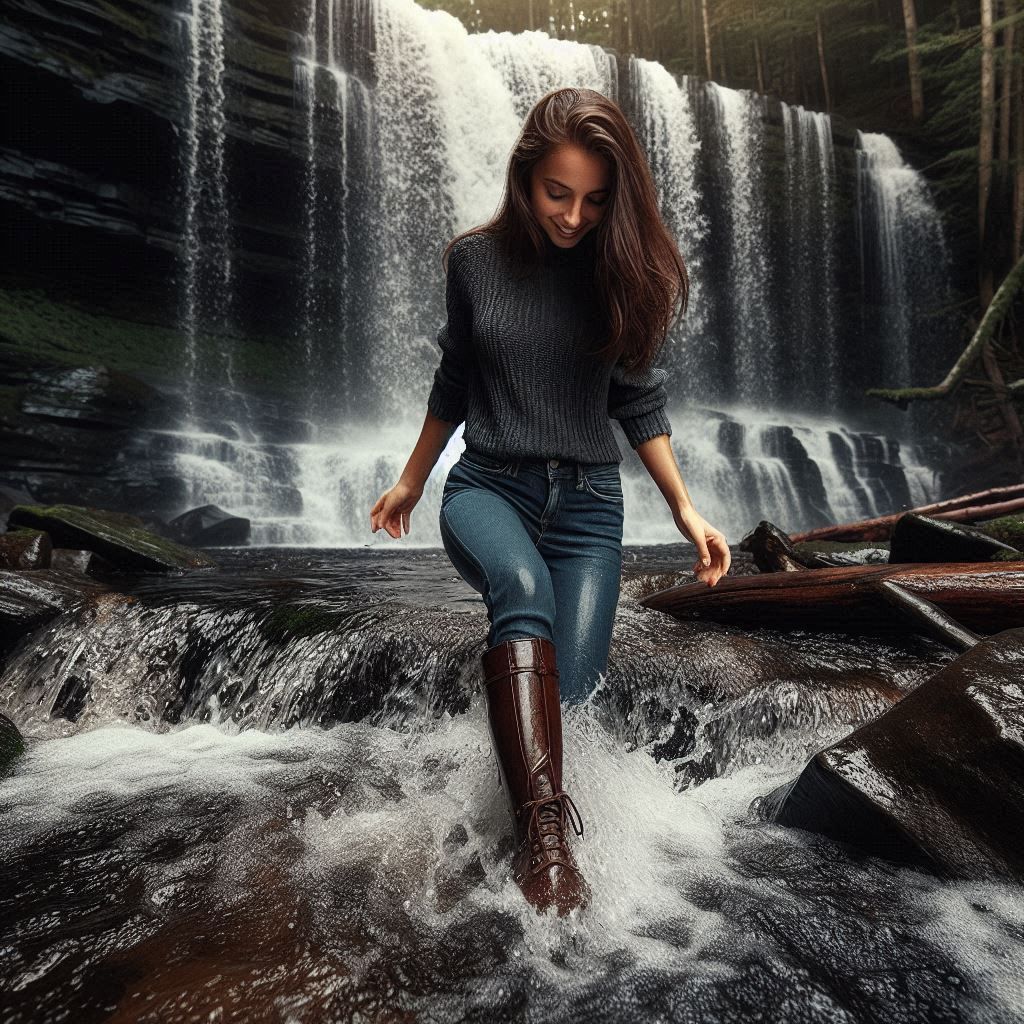Climbing in the falls