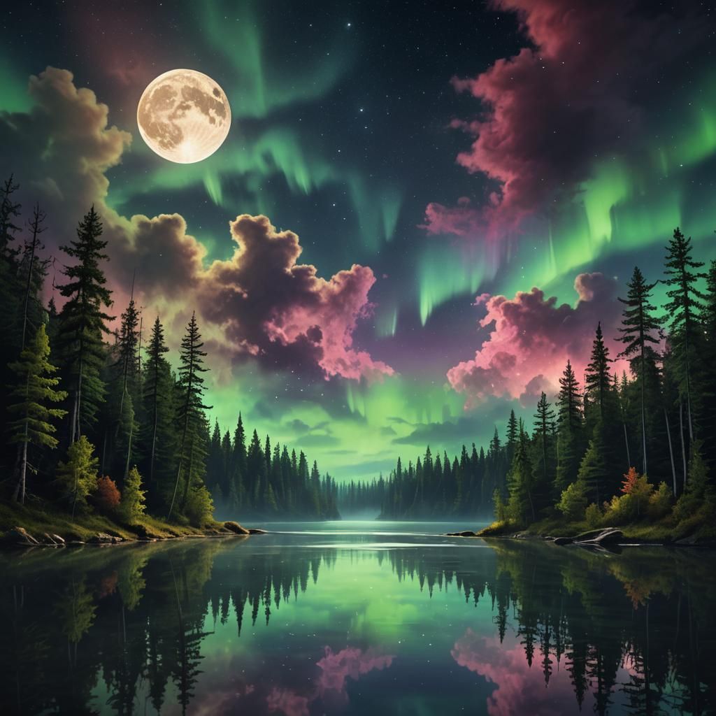 The North Woods (Aurora Borealis)  by @Trebol