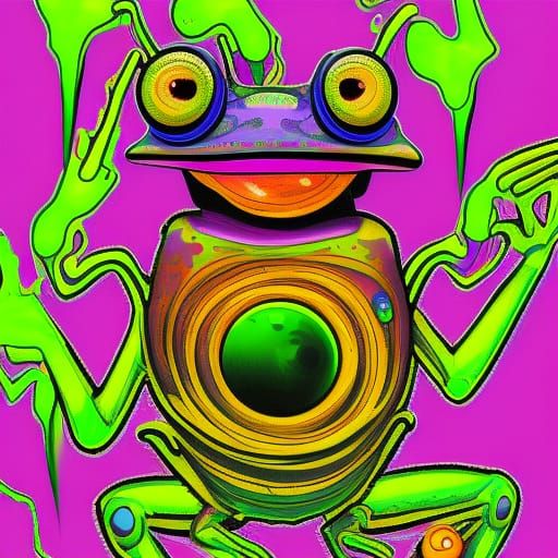 Psychedelic zombie frog AI Generated Artwork NightCafe Creator