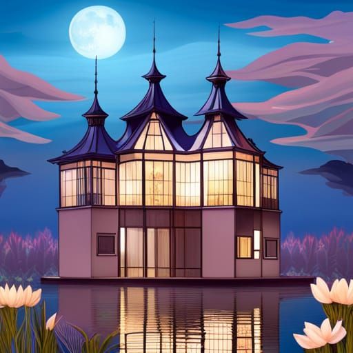 art nouveau glass architecture glass house on the water at m...