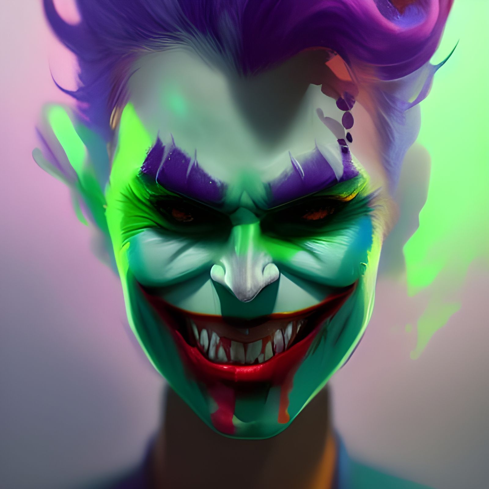 Joker face beautiful  green lip purple  magical