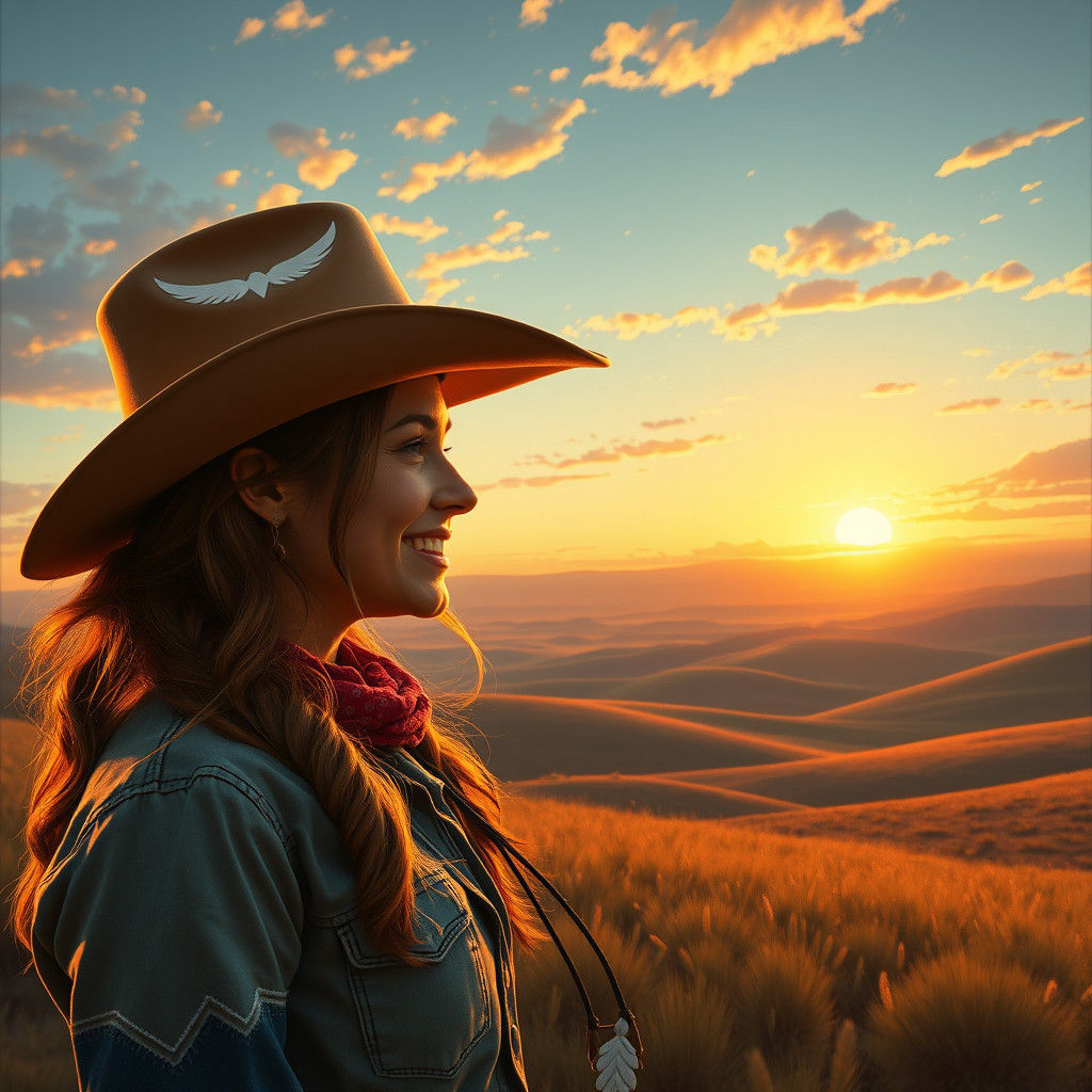 Cowgirl Sunset: Impressionist Western Landscape
