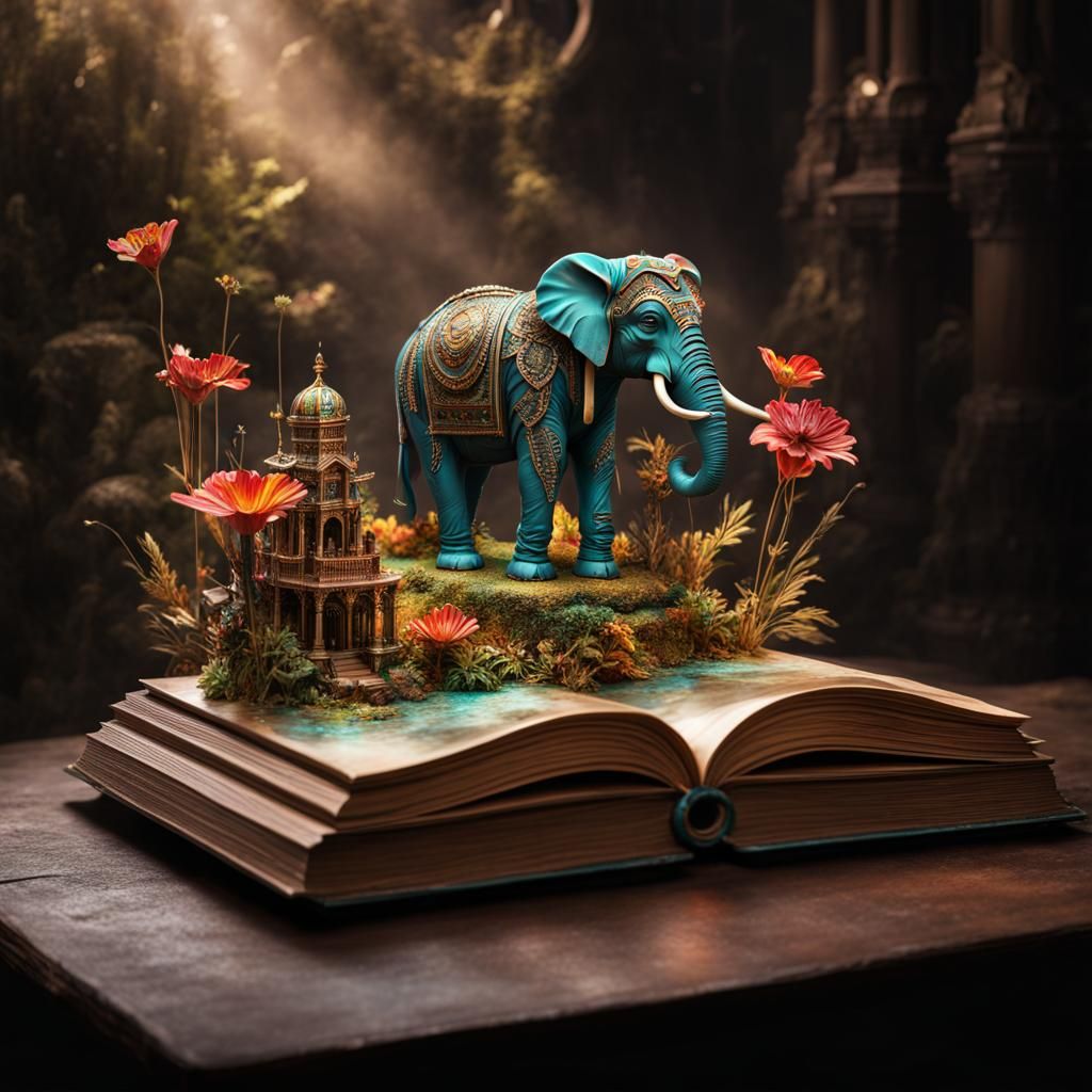 Mixed media collage of an elephant  by @sasha