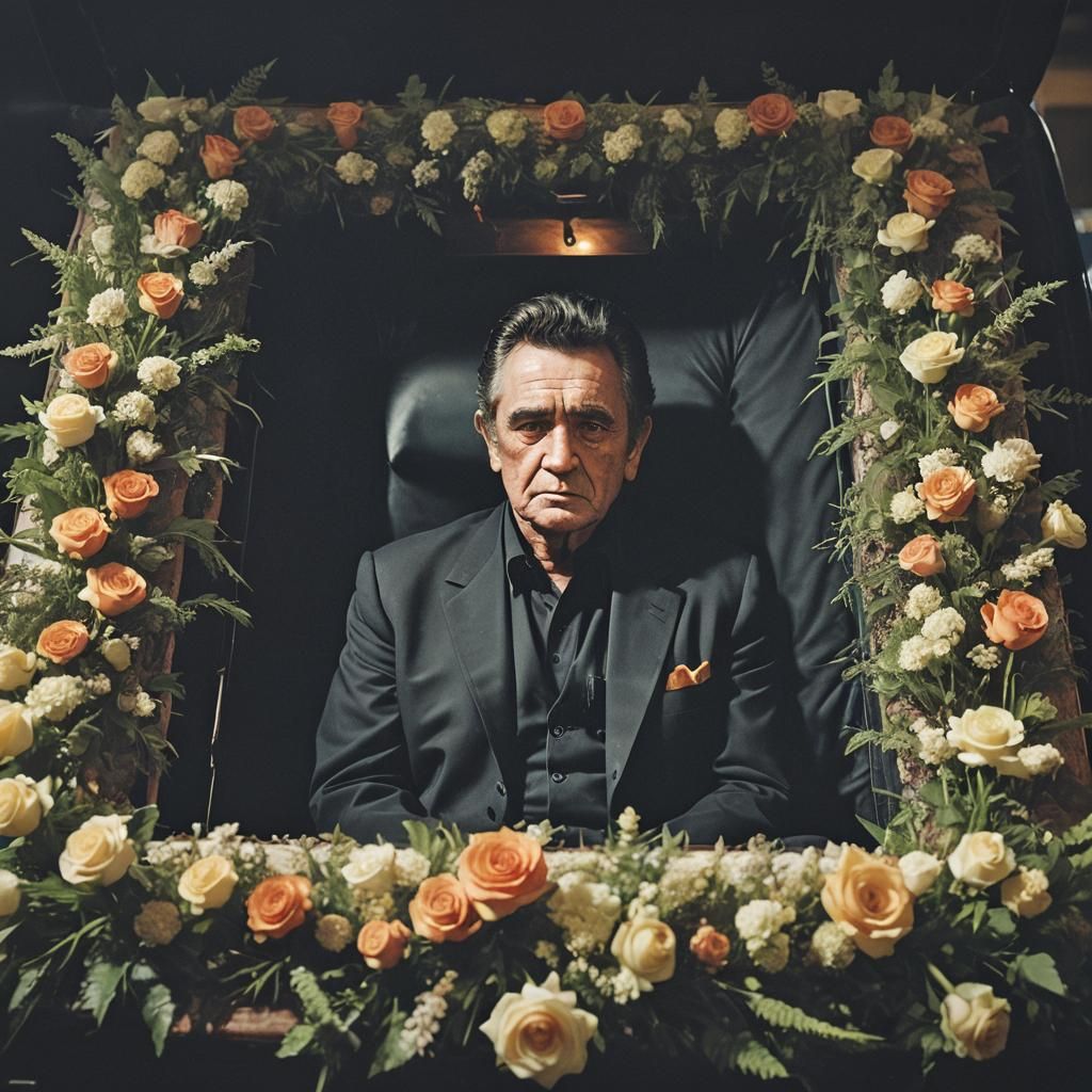 Johnny cash in his casket today, how would he look