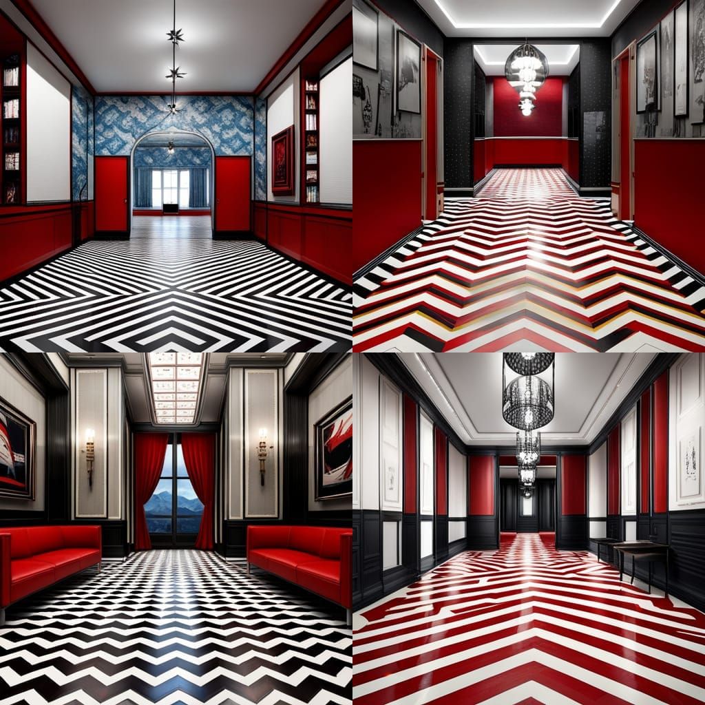 chevron floor red black white twin peaks
