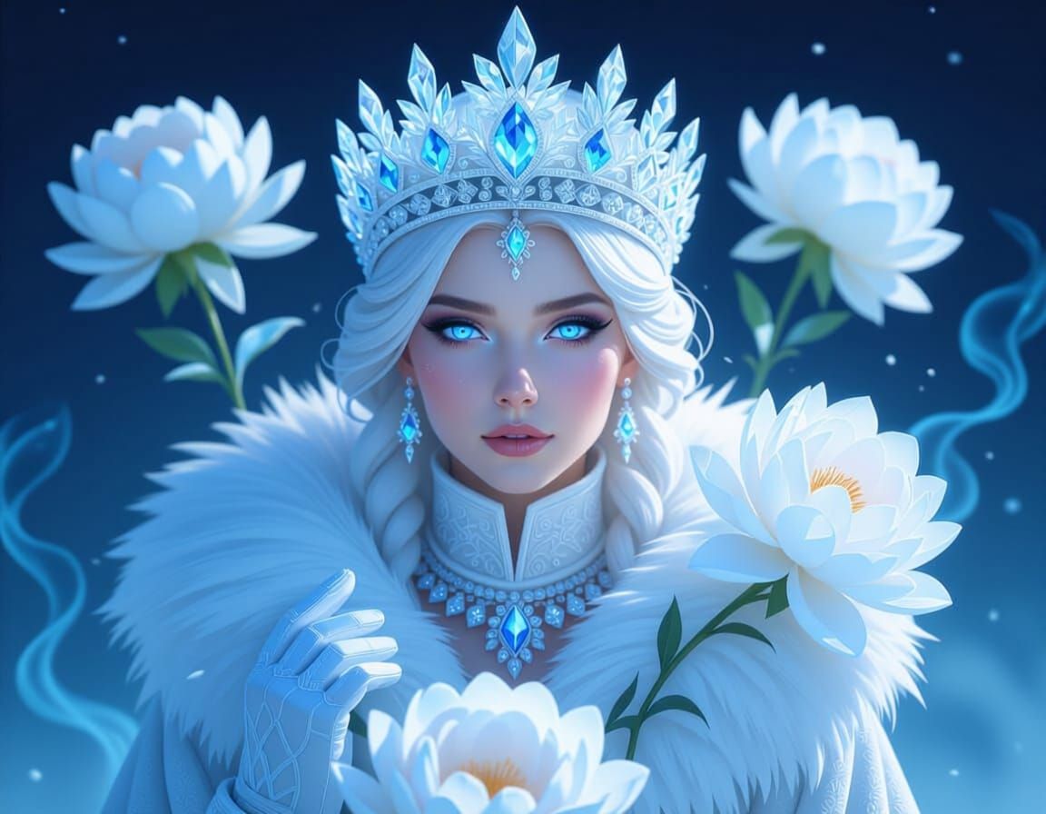 digital art, fiction, Snow Maiden, digital graphics, high detail, hyperrealism, hyperdetalization,
dark background
on a beautiful ice girl, ...