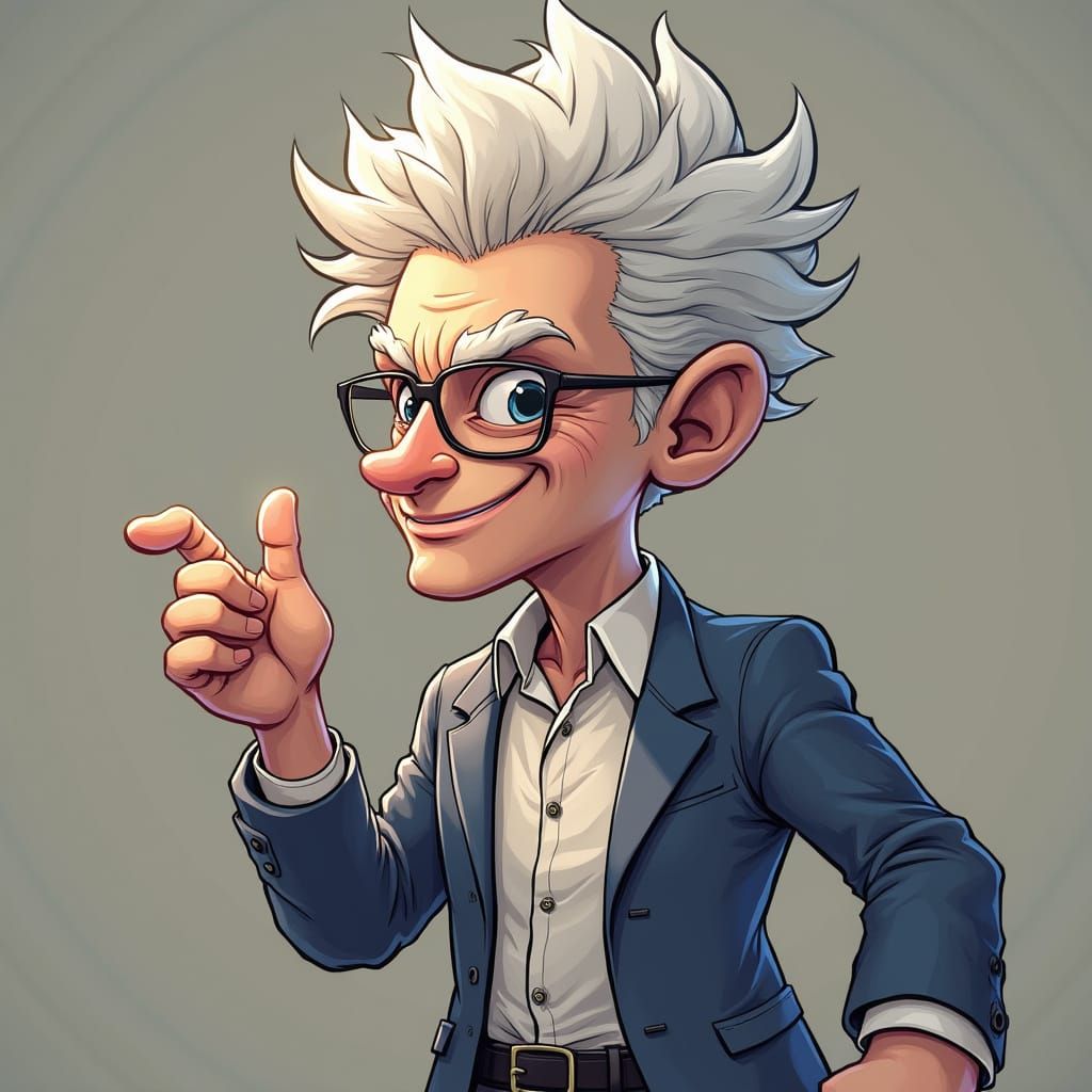 Elegant White Cat on Blue, Impressionist Style