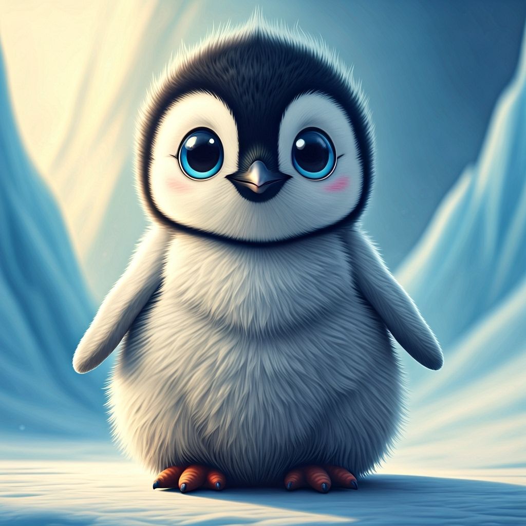 Cute Baby Penguin Chick Sculpture