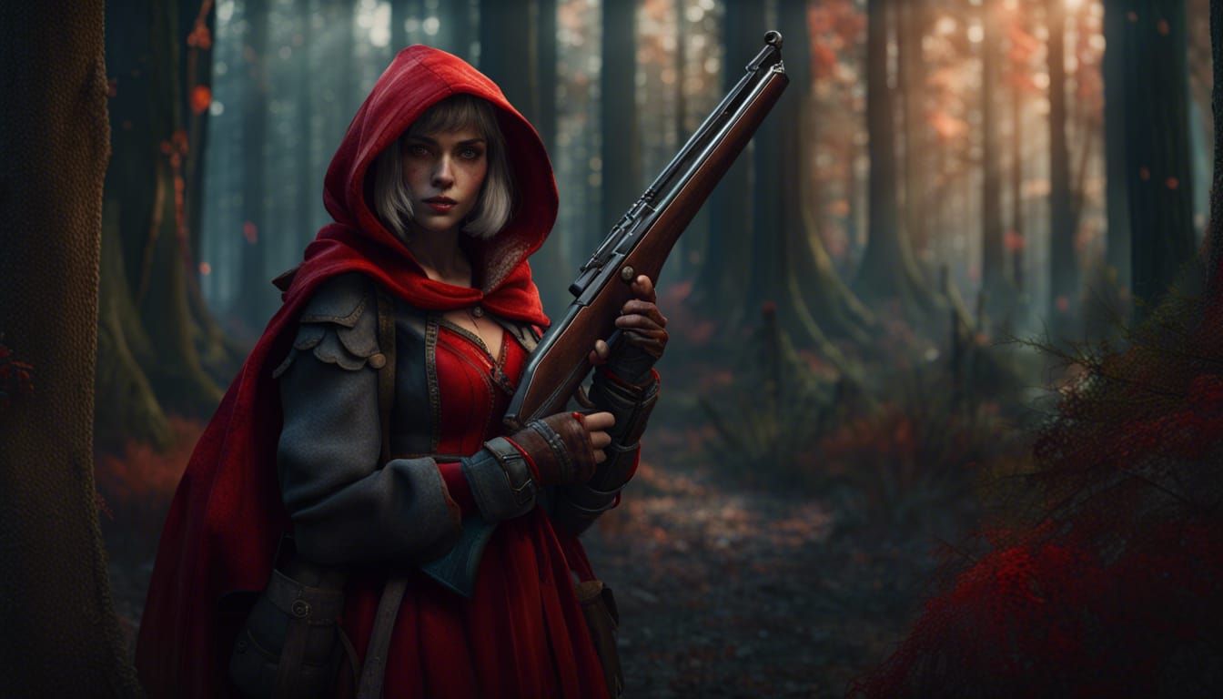 Red Riding Hood with shotgun  by @Welgan Druid