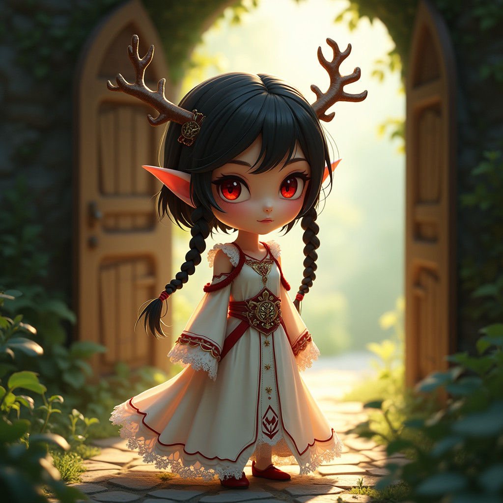 Backdoor way to cute:  Breathtakingly beautiful Chibi, Backdoor, Female, a pale skin, short black hair, ...  by @James Silvers