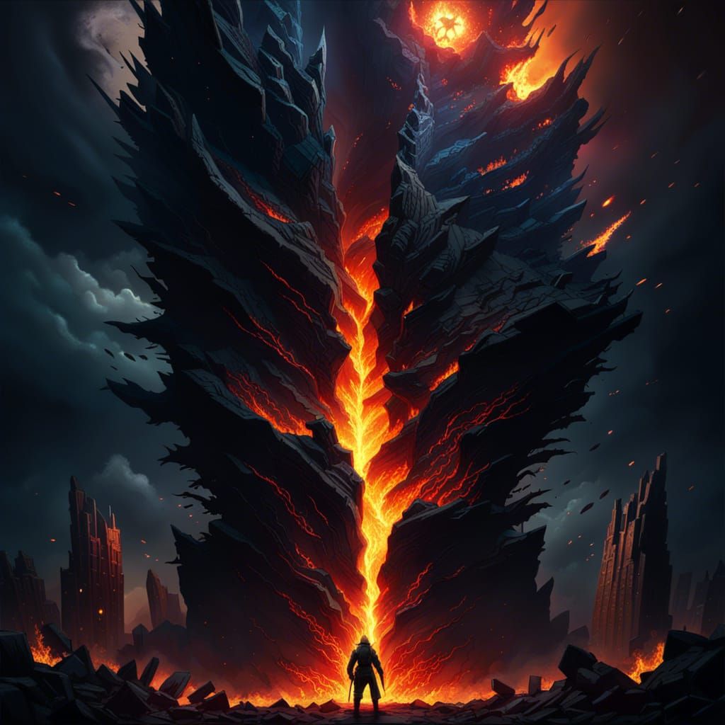 Apocalyptic Sky Crack in Dark Fantasy Style