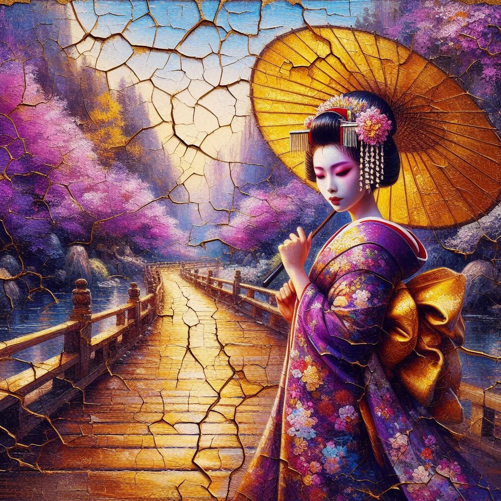 Geisha on a pathway