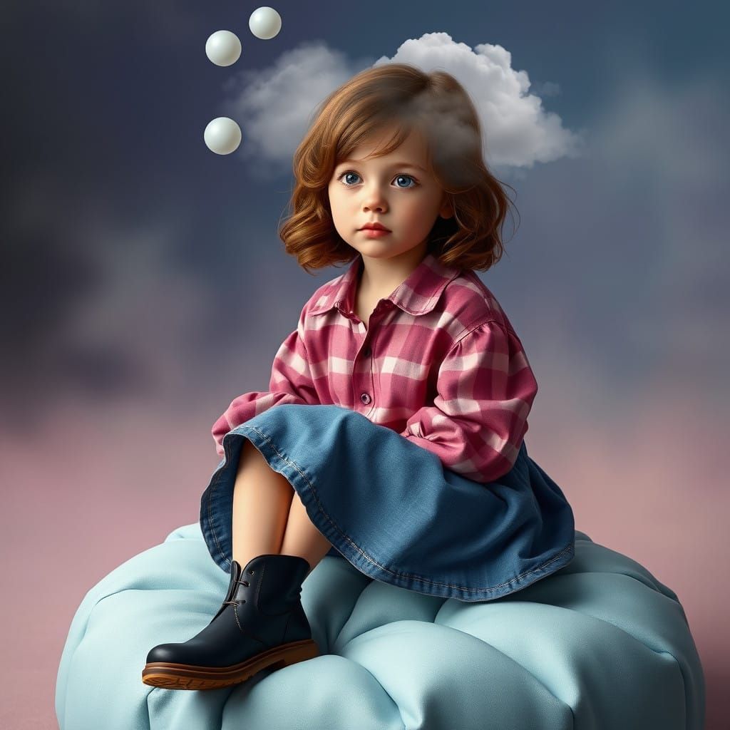 Whimsical Girl Surrounded by Serene Wonder