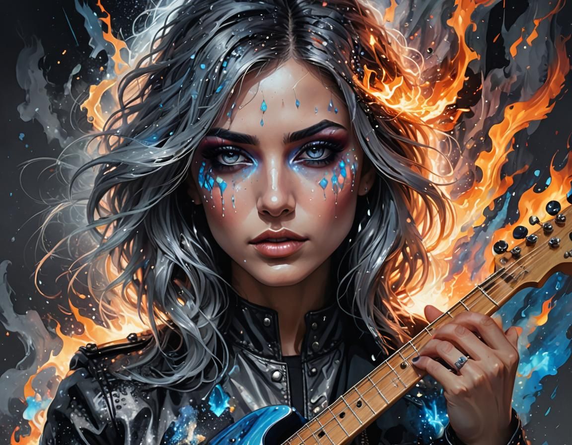 Double Exposure Portrait with Holographic Guitar