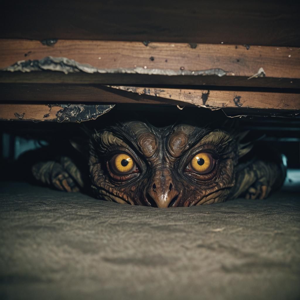 eerie spine chilling  eyes under bed  by @undefined