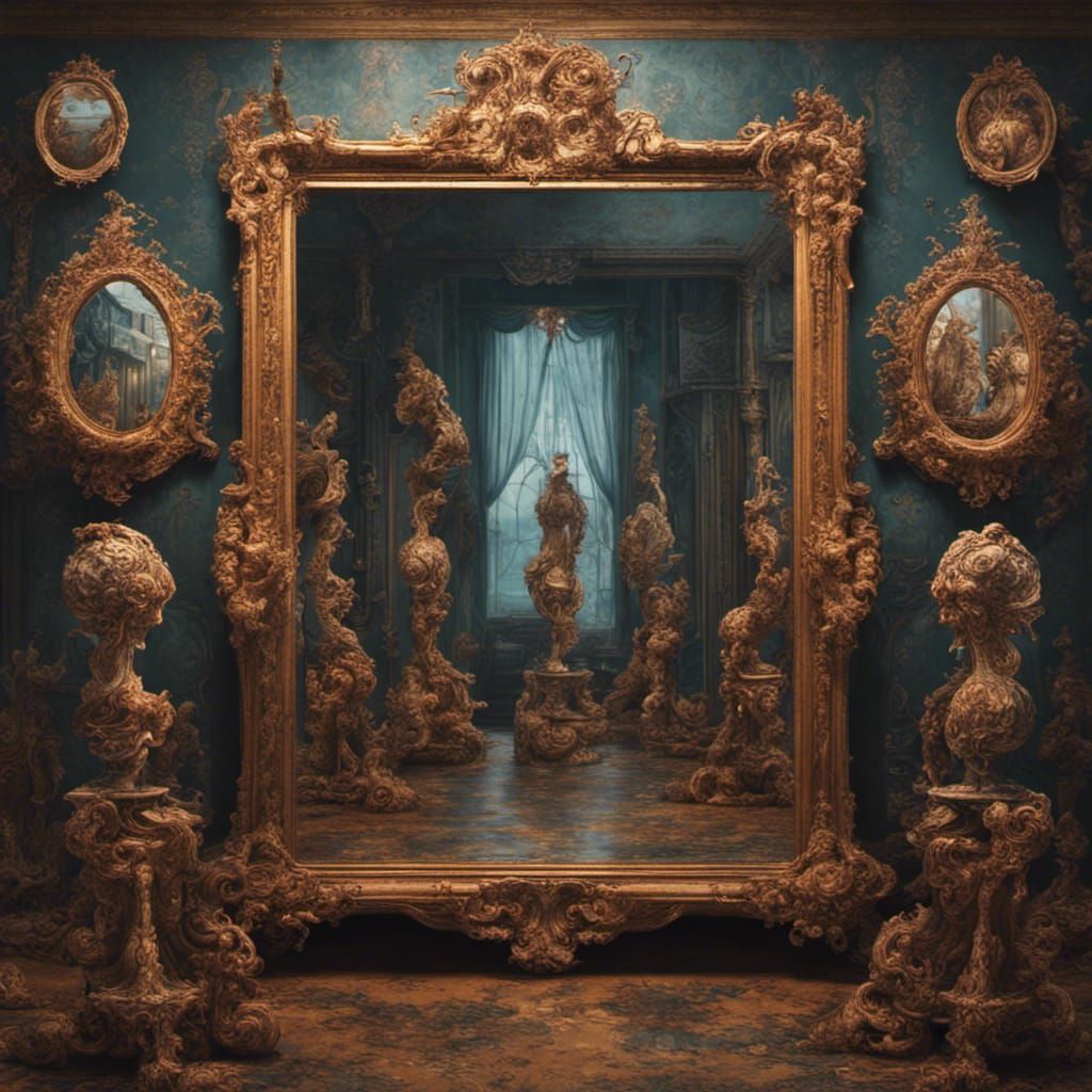a gallery of mirrors reflecting not your image, but alternat...