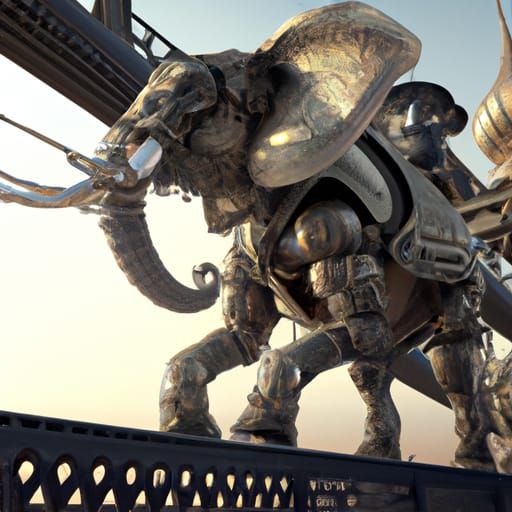 silver detailed mechanical elephant
