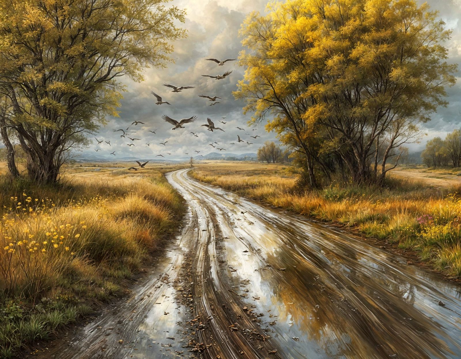 A rural road after an autumn rain  by @h7sus2