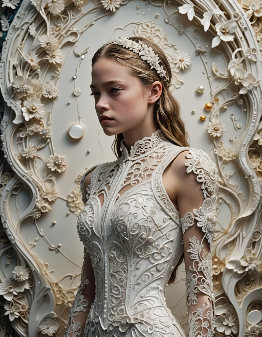futuristic dress made of Irish lace 7