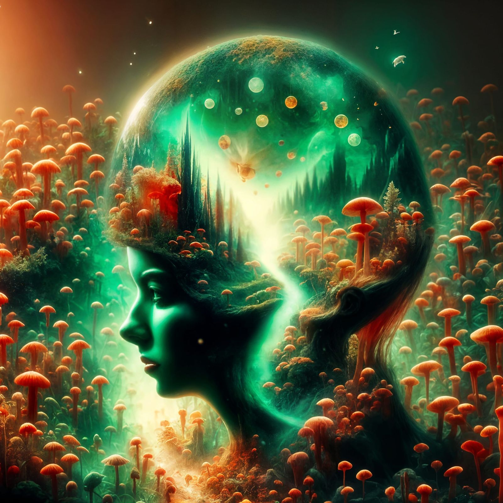 Surreal Double Exposure: Forest Fairy Kingdom