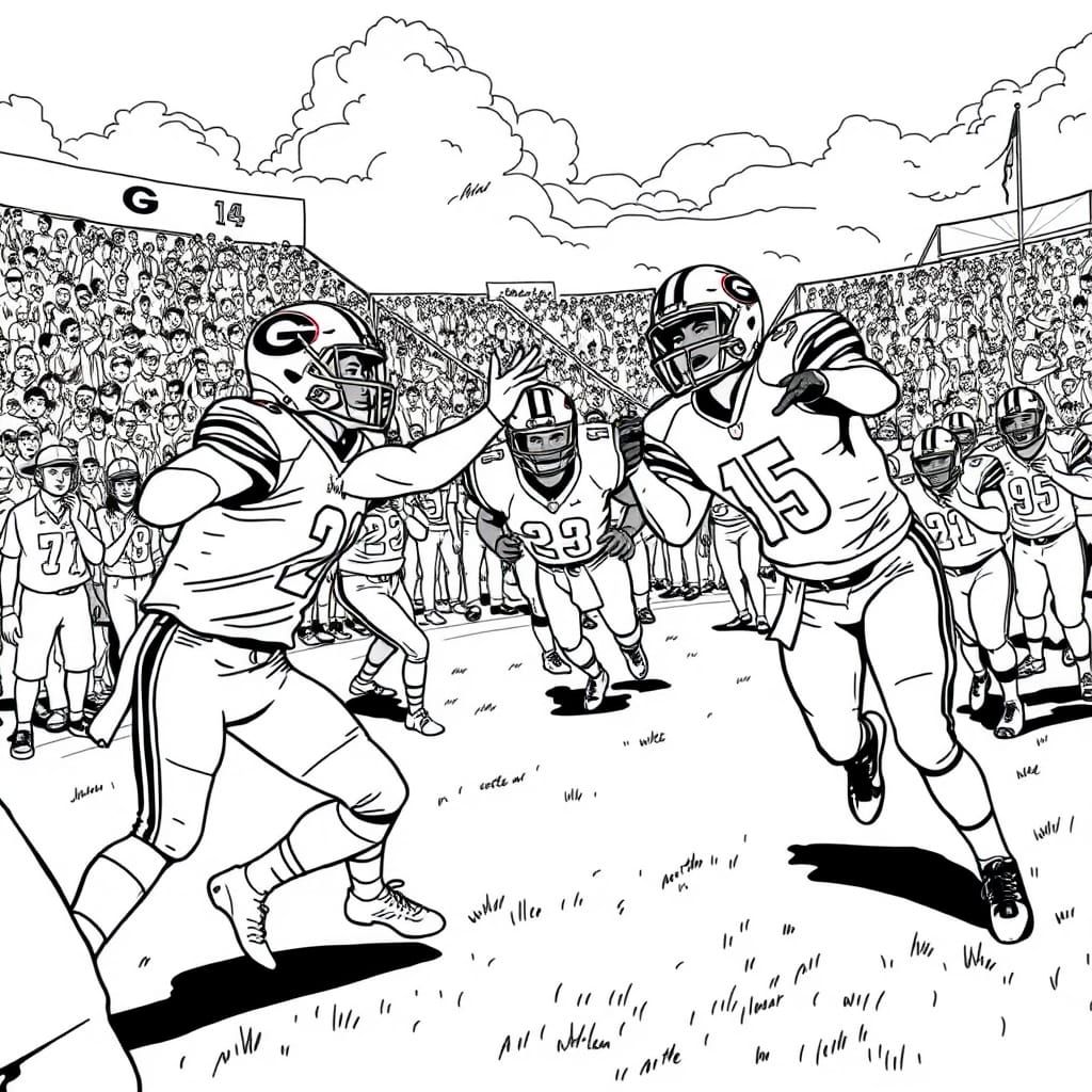 Georgia versus Tennessee Football players on the field with ...