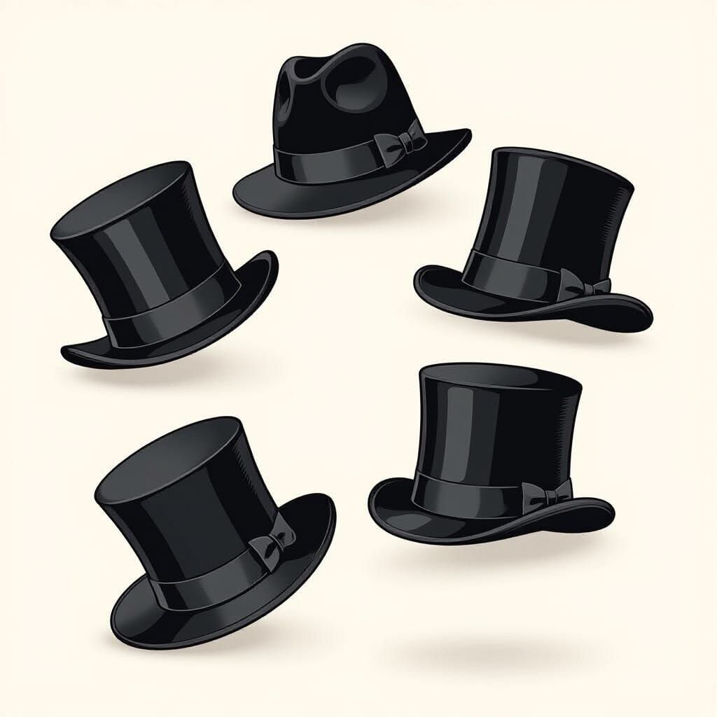 Several Top Hats Arranged in a Pattern