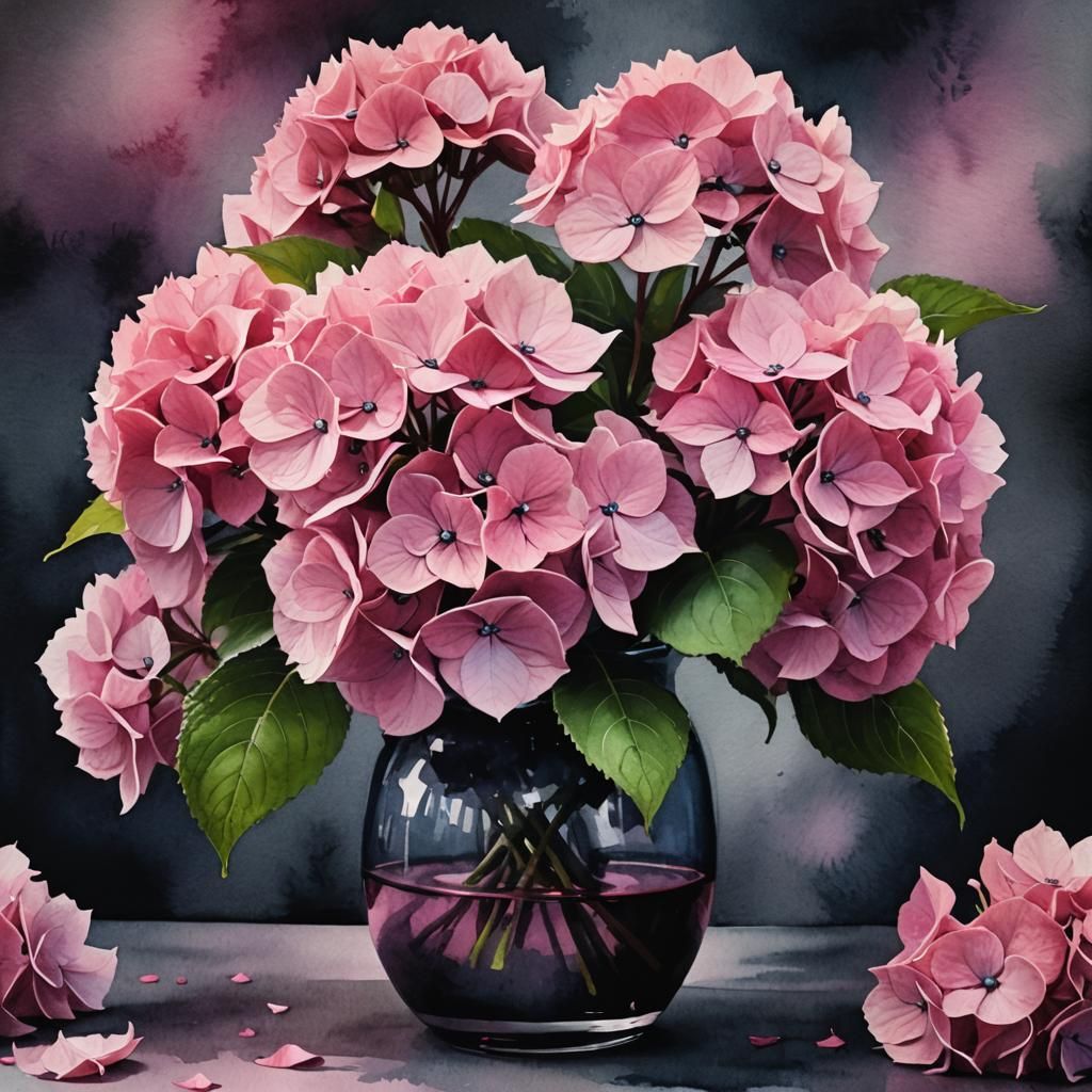 Dark & Moody Watercolor Art:
Hydrangea Painting: Abstract pi...