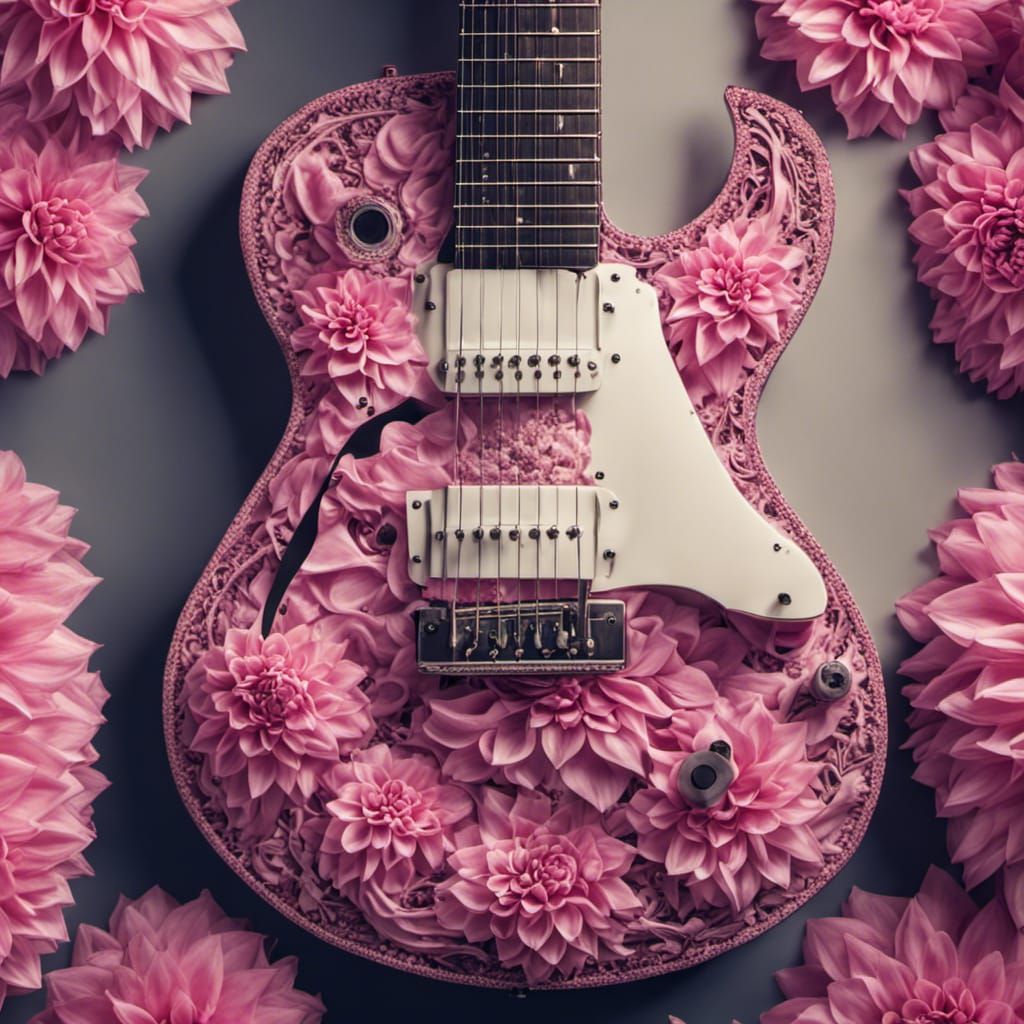 Guitar made of pink dahlias  by @BUBLINKO 